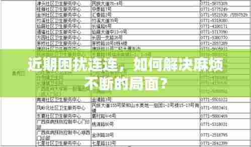 近期困扰连连，如何解决麻烦不断的局面？