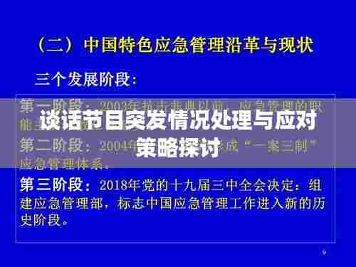 谈话节目突发情况处理与应对策略探讨