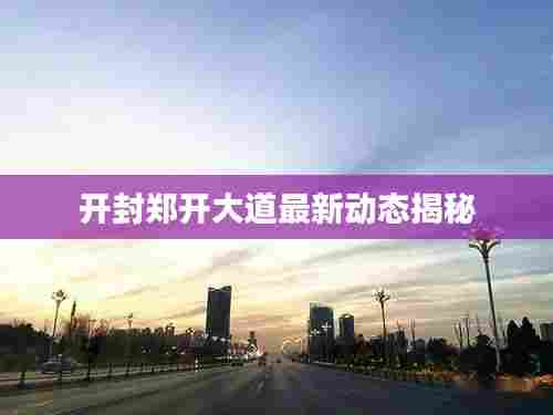 开封郑开大道最新动态揭秘