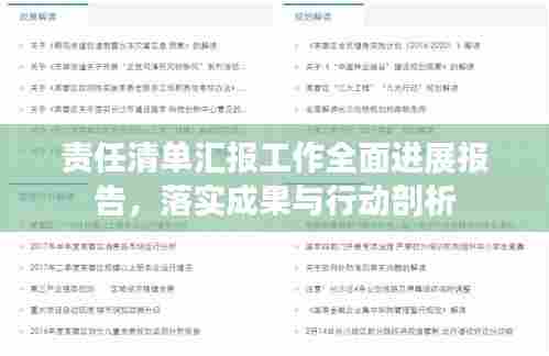 责任清单汇报工作全面进展报告，落实成果与行动剖析