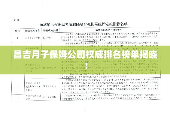 昌吉月子保姆公司权威排名榜单揭晓!